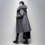 Haining Winter New Style Overcoming Women's Fur Coat Women's Long Rex Rabbit Fur Inner Gall Fox Fur Collar Detachable