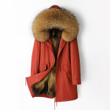 Pai Overcomes Female Imported Fox Fur Inner Liner Detachable Mid length Autumn/Winter New Fur Coat Women's Coat