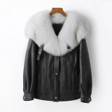 Combination of fur and fur, fox fur, large fur collar, sheepskin wool, genuine leather fur coat, women's new winter fur