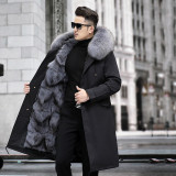 Men's Pie Overcomes Fox Fur Inner Tank Detachable Fur Coat Men's Mid length Fur One Piece Nick Coat