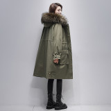 Pai Overcomes Popular Winter Rex Rabbit Fur Inner Gall Fox Fur Collar Fur Korean Version Loose Coat for Young Women