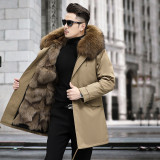 Haining's popular winter parka suit, men's fur integrated fur jacket, imported fox fur inner liner, detachable