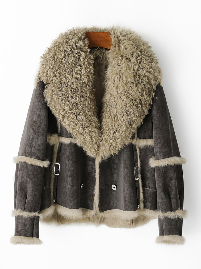 Fur Coat Women's Winter New Haining Rabbit Fur and Fur Integrated Korean Version Slim and Fashionable Sheep Curly Short