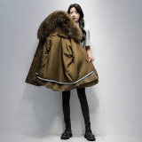 Pai Overcoming Women's New Rex Rabbit Tank Detachable Raccoon Collar Fur Coat Fashion Hooded Thickened Coat