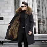 Haining's new parka suit men's autumn and winter fox fur inner liner detachable young fur coat men's coat