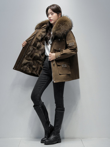 Haining Fur Pie Overcomes Women's Winter New Fox Fur Inner Liner Detachable Young Mid length Coat