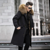 Haining imported fox fur inner liner detachable pie overcomes men's winter fur coat fur integrated men's mid length style