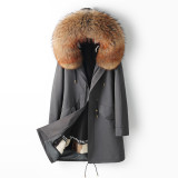 Haining Winter Mink Fur Inner Gall Long Mink Skin Coat Women's Whole Mink New Parker Fur Coat