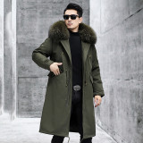 Haining Winter Pie Overcomes Male Mid length Detachable Rex Rabbit Hair Inner Bladder Fur One Piece Coat Fur Coat