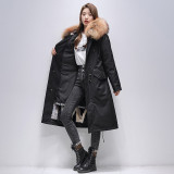 Haining Winter Mink Fur Inner Gall Long Mink Skin Coat Women's Whole Mink New Parker Fur Coat