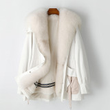 Fox Fur Large Fur Collar Fur Coat Women's Pie Overcoming Rex Rabbit Fur Inner Tank Detachable Winter New Coat