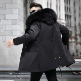 Pai Overcomes Men's Winter New Popular Haining Fur Coat, Fox Fur Inner Liner, Detachable Fur and Fur Integrated