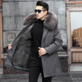 Winter new parka men's mink fur inner liner detachable mink fur coat men's fur coat