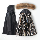 Mink Fur Inner Gall Pie Overcomes Women's Detachable Fur Coat Mid length Coat New Youth Style