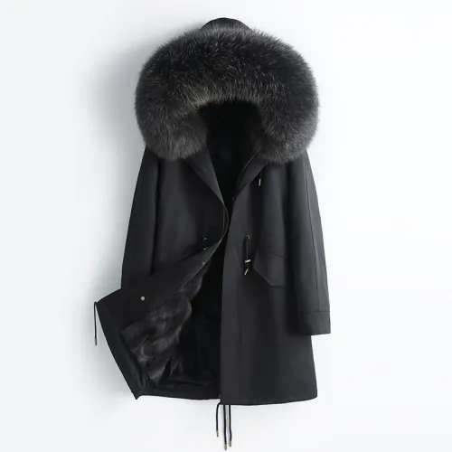 Fox Fur Inner Gall Pie Overcoming Coat Men's Mid length Detachable Inner Gall Fur Coat Men's Winter New Style