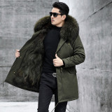 Haining's new parka suit men's autumn and winter fox fur inner liner detachable young fur coat men's coat