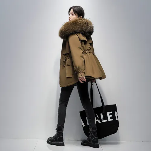 Pai Overcoming Women's New Rex Rabbit Tank Detachable Raccoon Collar Fur Coat Fashion Hooded Thickened Coat