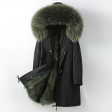 Haining Winter's new parka men's fur coat, fox fur inner liner, detachable men's coat, long style