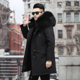 Haining Pai Overcomes Men's Fur Winter Long Mid length Fur One Piece Thickened Mink Fur Men's Mink Coat