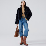 Haining New Imported Fox Fur Grass Coat Women's Short Haining Real Fur Fur Fur One Piece Women's Coat