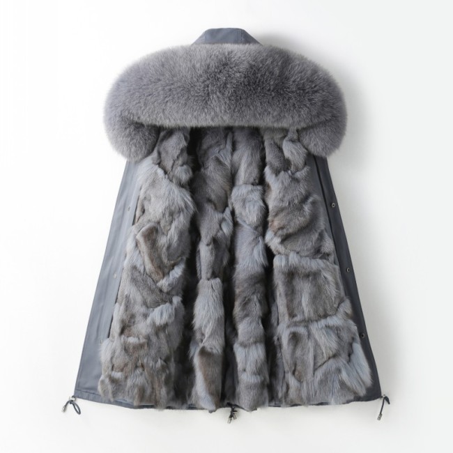 A Haining winter new style parka for women with fox fur collar to overcome dismantling fur for women