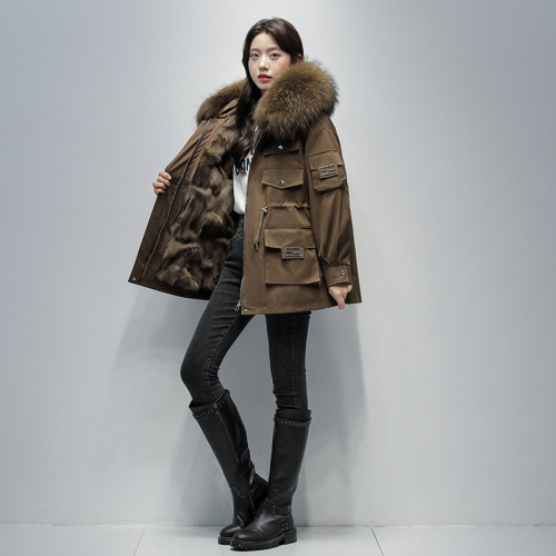 Haining Fur Pie Overcomes Women's Winter New Fox Fur Inner Liner Detachable Young Mid length Coat