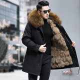 Fox Fur Inner Tank Detachable Pai Overcomes Men's Winter New Fur Coat Nick Suit Mid length Coat