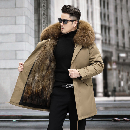 Haining Winter Pie Overcomes Men's Coat Fox Fur Inner Liner Detachable Fur Coat Men's Fur One Piece