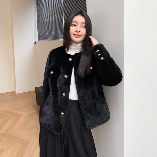 Haining Winter Black Velvet Mink Fur Coat Winter Haining New Youth Mink Fur Coat Women