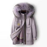 Rex Rabbit Fur Inner Tank Detachable Workpiece Pai Overcomes Women's Fur Coat Mid length Large Fur Collar Winter New