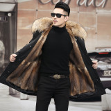 Winter new parka men's mink fur inner liner detachable mink fur coat men's fur coat