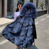 Winter New Detachable Fox Fur Grass Inner Liner Pie Overcoming Coat Women's Mid length Coat One Piece Replacement