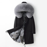 A Haining winter new style parka for women with fox fur collar to overcome dismantling fur for women
