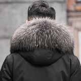 Parka men's winter otter rabbit fur inner liner detachable coat fur one piece men's fur coat medium length