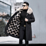 Haining New Autumn and Winter Mink Fur Inner Liner Pie Overcomes Men's Coat Medium Length Detachable Fox Fur
