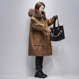 Pai Overcoming Women's Winter New Silhouette Fur Coat Medium Long Rex Rabbit Hair Inner Sleeve Detachable Young Style