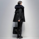 Pai Overcomes Women's Winter Detachable Rex Rabbit Fur Inner Cowardly Haining Fur Coat Young Mid length