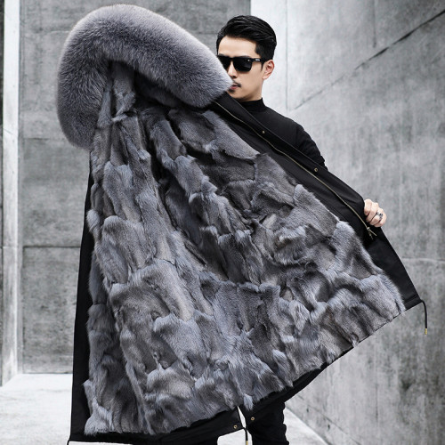 Pai Overcoming Men's Winter Fox Fur Inner Tank Men's Fur Coat Medium Long Detachable Fur Integrated Men's