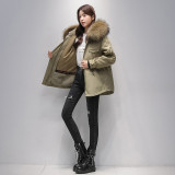 Pai Overcomes Women's Winter Popular Rex Rabbit Fur Inner Liner Detachable Fur Integrated Fur Coat Women's Mid length