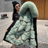 Winter New Detachable Fox Fur Grass Inner Liner Pie Overcoming Coat Women's Mid length Coat One Piece Replacement