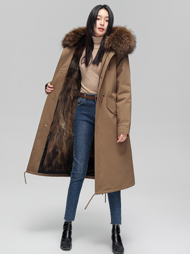 Haining Pai Overcomes Women's Fur Coat Winter Popular Young Mid length Detachable Gall Fox Fur Inner Gall