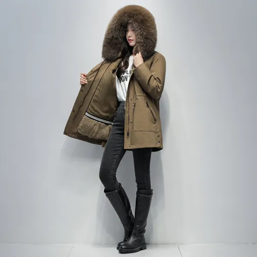 Haining Fur Coat Women's Winter New Style Style Style Overcome Women's Detachable Rex Rabbit Fur Inner Gall Fox Fur Collar