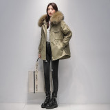 Pai Overcomes Women's Winter Popular Rex Rabbit Fur Inner Liner Detachable Fur Integrated Fur Coat Women's Mid length