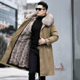 Knee length style to overcome male imported mink, whole mink, inner bladder, fur, one piece genuine leather, fur, mink fur coat and jacket