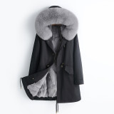 Fox Fur Inner Gall Pie Overcoming Coat Men's Mid length Detachable Inner Gall Fur Coat Men's Winter New Style