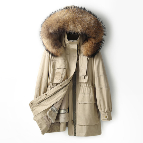 Rex Rabbit Fur Inner Tank Detachable Workpiece Pai Overcomes Women's Fur Coat Mid length Large Fur Collar Winter New