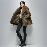 Fox Fur Large Fur Collar Fur Coat Women's Pie Overcoming Rex Rabbit Fur Inner Tank Detachable Winter New Coat