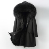 Haining Winter's new parka men's fur coat, fox fur inner liner, detachable men's coat, long style