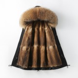Fox Mink Fur Inner Gall Pie Overcoming Coat Women's Mid length New Parker Fur Coat One Piece Replacement