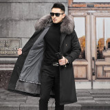 Parka men's winter otter rabbit fur inner liner detachable coat fur one piece men's fur coat medium length